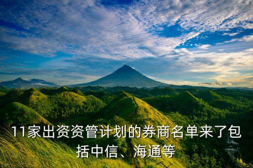 11家出資資管計劃的券商名單來了包括中信、海通等