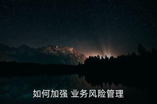 如何加強 業(yè)務(wù)風險管理