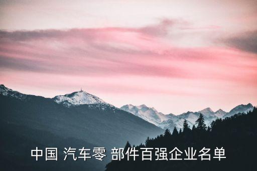 中國(guó) 汽車零 部件百強(qiáng)企業(yè)名單