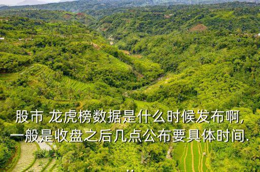 股市 龍虎榜數(shù)據(jù)是什么時候發(fā)布啊,一般是收盤之后幾點(diǎn)公布要具體時間...