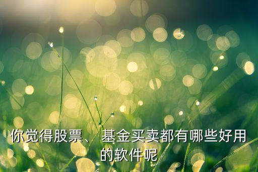 你覺得股票、 基金買賣都有哪些好用的軟件呢