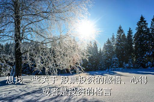 想找一些關(guān)于 股票投資的感悟、心得或者是投資的格言