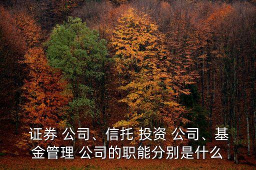  證券 公司、信托 投資 公司、基金管理 公司的職能分別是什么