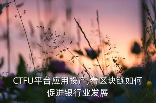 CTFU平臺應用投產,看區(qū)塊鏈如何促進銀行業(yè)發(fā)展