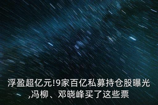 浮盈超億元!9家百億私募持倉股曝光,馮柳、鄧曉峰買了這些票
