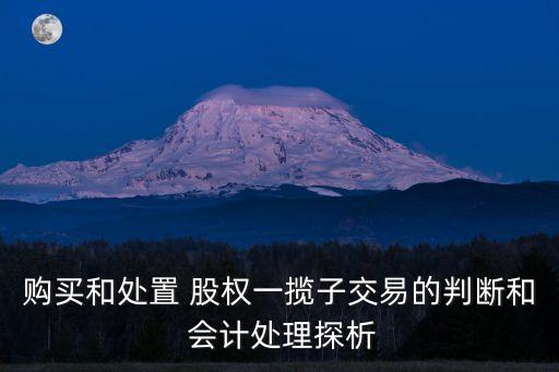 購(gòu)買和處置 股權(quán)一攬子交易的判斷和 會(huì)計(jì)處理探析