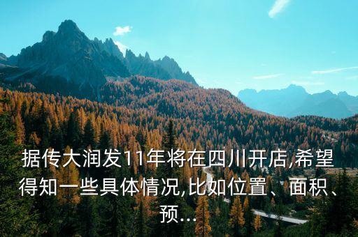 據(jù)傳大潤發(fā)11年將在四川開店,希望得知一些具體情況,比如位置、面積、預(yù)...