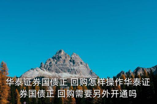 華泰證券國(guó)債正 回購怎樣操作華泰證券國(guó)債正 回購需要另外開通嗎