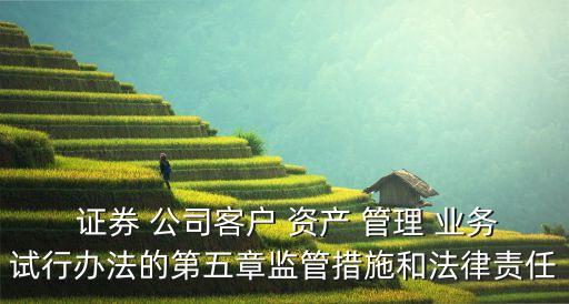  證券 公司客戶 資產(chǎn) 管理 業(yè)務(wù)試行辦法的第五章監(jiān)管措施和法律責任
