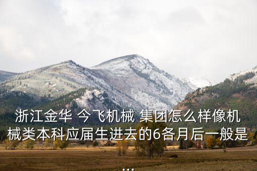 浙江金華 今飛機械 集團怎么樣像機械類本科應(yīng)屆生進(jìn)去的6各月后一般是...