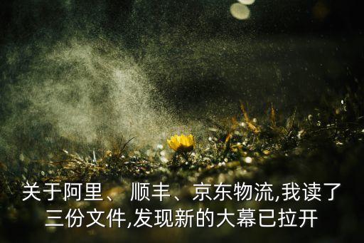 關(guān)于阿里、 順豐、京東物流,我讀了三份文件,發(fā)現(xiàn)新的大幕已拉開