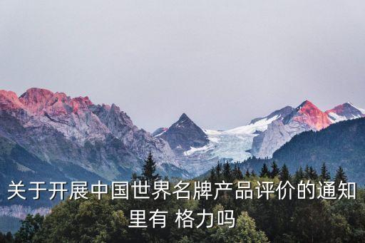 關于開展中國世界名牌產(chǎn)品評價的通知里有 格力嗎