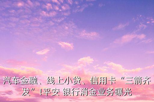汽車金融、線上小貸、信用卡“三箭齊發(fā)”!平安 銀行消金業(yè)務(wù)曝光