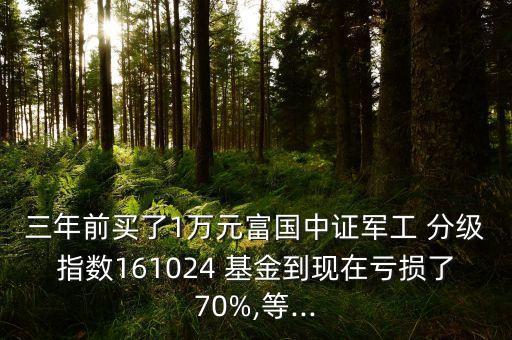 三年前買了1萬元富國中證軍工 分級(jí)指數(shù)161024 基金到現(xiàn)在虧損了70%,等...
