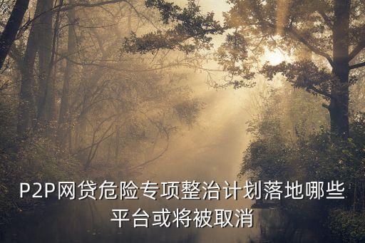 P2P網(wǎng)貸危險(xiǎn)專(zhuān)項(xiàng)整治計(jì)劃落地哪些平臺(tái)或?qū)⒈蝗∠? class=