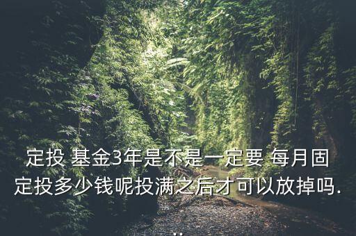 定投 基金3年是不是一定要 每月固定投多少錢(qián)呢投滿之后才可以放掉嗎...