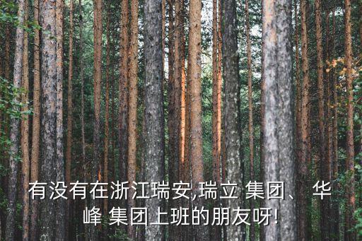 有沒有在浙江瑞安,瑞立 集團(tuán)、 華峰 集團(tuán)上班的朋友呀!