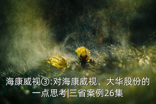 海康威視③:對(duì)?？低?、大華股份的一點(diǎn)思考|三省案例26集