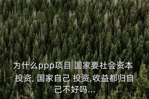 為什么ppp項(xiàng)目 國家要社會資本 投資, 國家自己 投資,收益都?xì)w自己不好嗎...