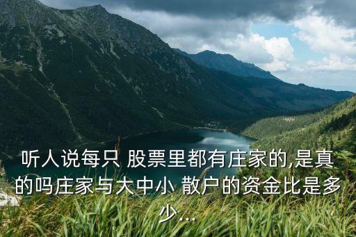 聽(tīng)人說(shuō)每只 股票里都有莊家的,是真的嗎莊家與大中小 散戶的資金比是多少...