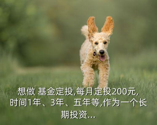 想做 基金定投,每月定投200元,時間1年、3年、五年等,作為一個長期投資...
