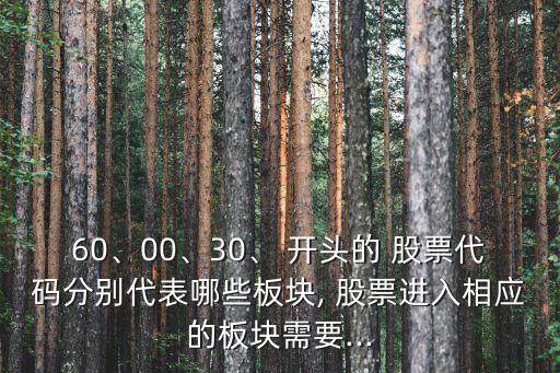60、00、30、 開頭的 股票代碼分別代表哪些板塊, 股票進(jìn)入相應(yīng)的板塊需要...