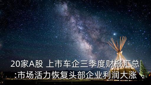 20家A股 上市車企三季度財(cái)報(bào)匯總:市場(chǎng)活力恢復(fù)頭部企業(yè)利潤(rùn)大漲