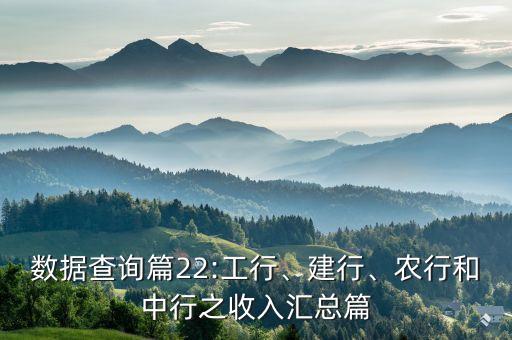 數(shù)據(jù)查詢篇22:工行、建行、農(nóng)行和中行之收入?yún)R總篇