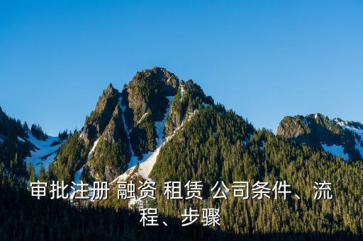 審批注冊 融資 租賃 公司條件、流程、步驟