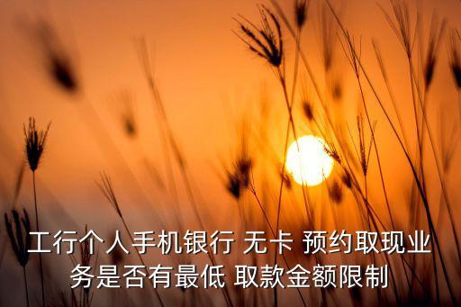 工行個人手機銀行 無卡 預約取現(xiàn)業(yè)務(wù)是否有最低 取款金額限制