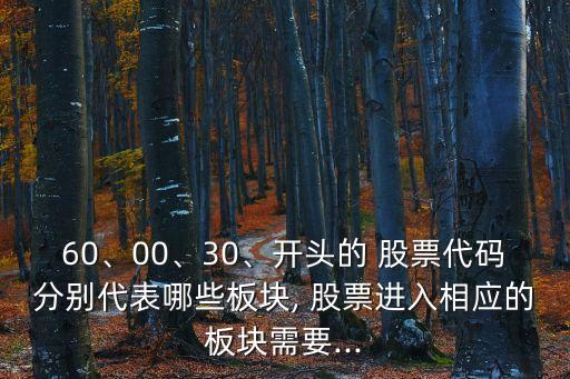 60、00、30、開頭的 股票代碼分別代表哪些板塊, 股票進入相應(yīng)的板塊需要...
