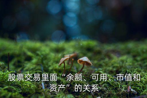  股票交易里面“余額、可用、市值和 資產(chǎn)”的關(guān)系