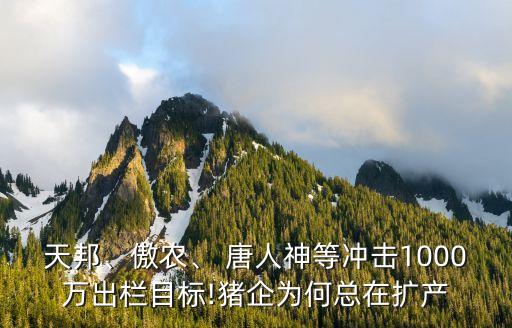 天邦、傲農(nóng)、 唐人神等沖擊1000萬出欄目標!豬企為何總在擴產(chǎn)
