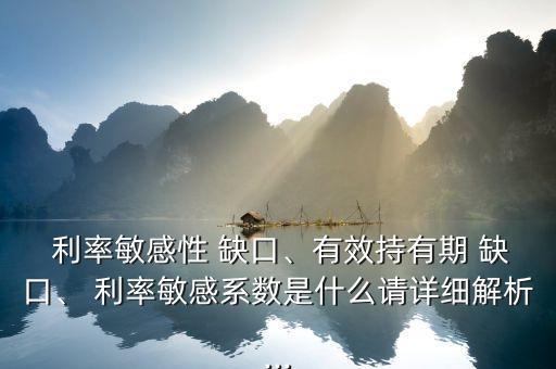  利率敏感性 缺口、有效持有期 缺口、 利率敏感系數(shù)是什么請詳細解析...