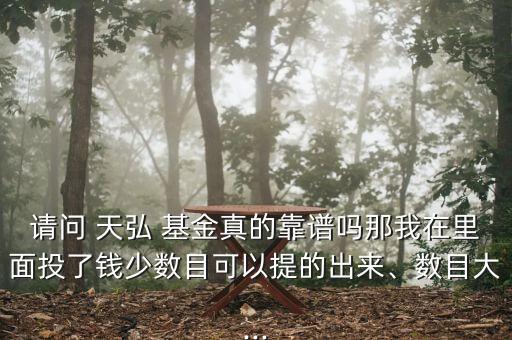 請(qǐng)問(wèn) 天弘 基金真的靠譜嗎那我在里面投了錢(qián)少數(shù)目可以提的出來(lái)、數(shù)目大...