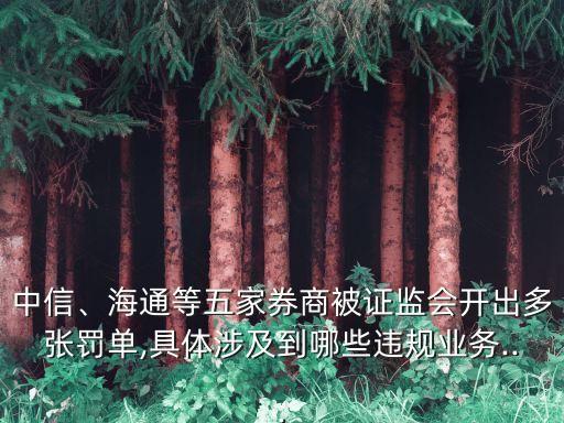 中信、海通等五家券商被證監(jiān)會(huì)開出多張罰單,具體涉及到哪些違規(guī)業(yè)務(wù)...