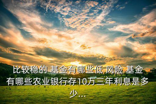 比較穩(wěn)的 基金有哪些低 風險 基金有哪些農業(yè)銀行存10萬三年利息是多少...