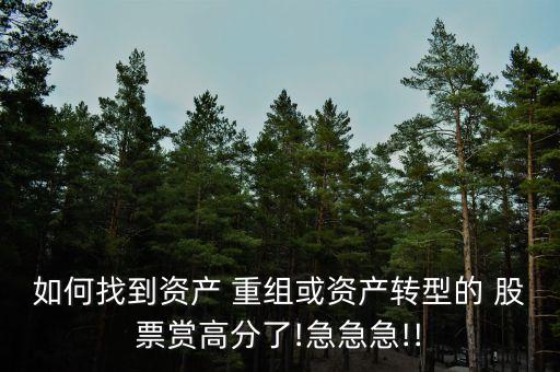 如何找到資產(chǎn) 重組或資產(chǎn)轉型的 股票賞高分了!急急急!!