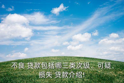  不良 貸款包括哪三類次級(jí)、可疑、損失 貸款介紹!