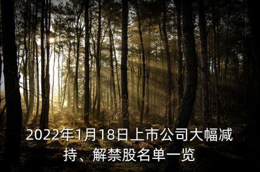 2022年1月18日上市公司大幅減持、解禁股名單一覽