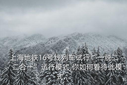  上海地鐵16號線列車試行“一脫二、二合一”運行模式,你如何看待此模式...
