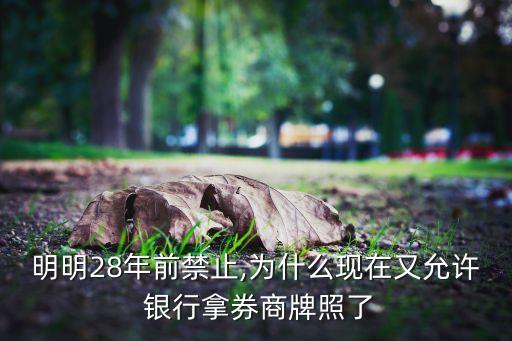 明明28年前禁止,為什么現在又允許 銀行拿券商牌照了
