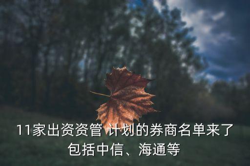 11家出資資管 計(jì)劃的券商名單來了包括中信、海通等