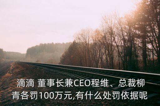  滴滴 董事長兼CEO程維、總裁柳青各罰100萬元,有什么處罰依據呢