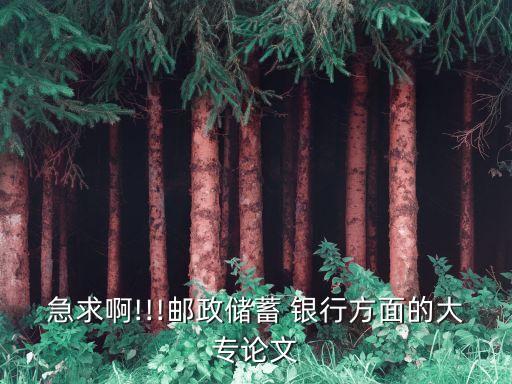 急求啊!!!郵政儲(chǔ)蓄 銀行方面的大專(zhuān)論文