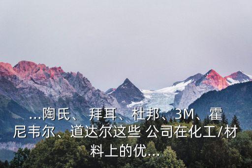 ...陶氏、 拜耳、杜邦、3M、霍尼韋爾、道達爾這些 公司在化工/材料上的優(yōu)...