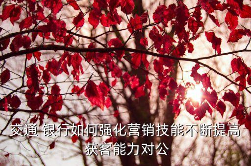 交通 銀行如何強(qiáng)化營(yíng)銷(xiāo)技能不斷提高 獲客能力對(duì)公