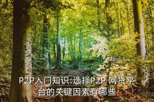 P2P入門知識:選擇P2P 網貸平臺的關鍵因素有哪些