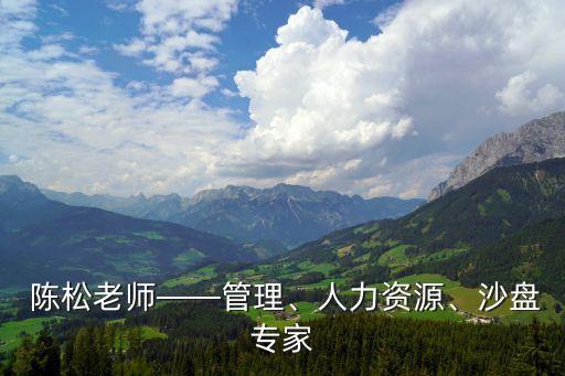  陳松老師——管理、人力資源、沙盤專家