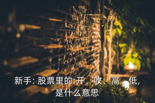 新手: 股票里的:開、收、高、低,是什么意思